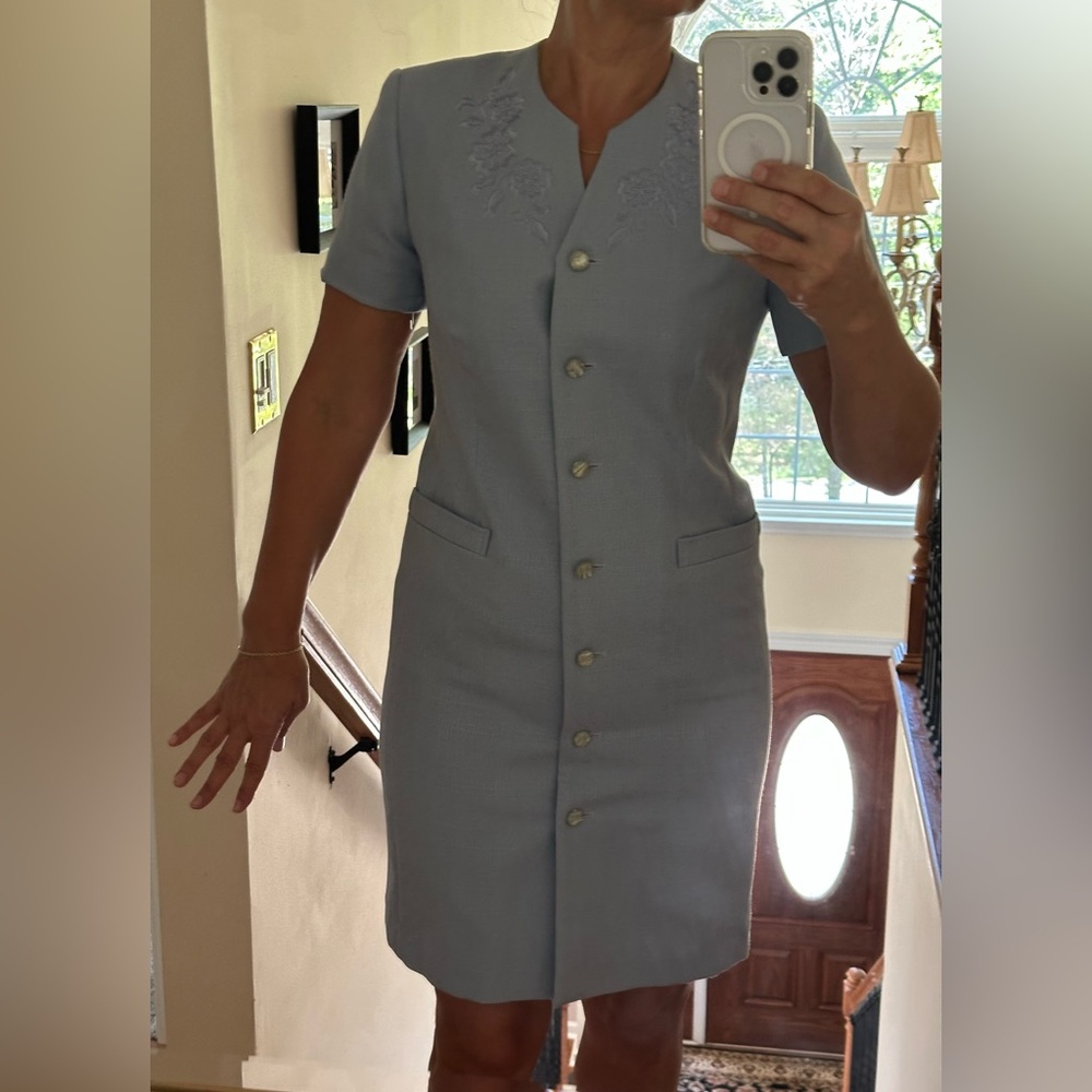 NWT Kasper A.S.L Women's Blue V-Neck Short Sleeves Dress, Sz 6P